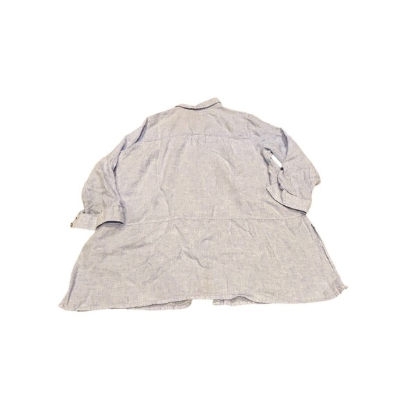 Tahari Shirt Womens 1XLight Blue 100% Linen Button Front Tunic Roll Tab Casual - Picture 3 of 8